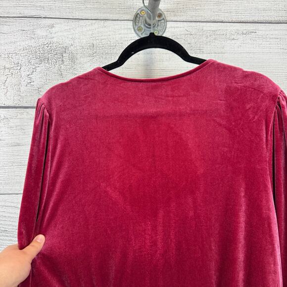 Ava & Viv Plus Size Pink Mauve Velvet Rose Long Sleeve Dress Size 2X - Picture 10 of 10